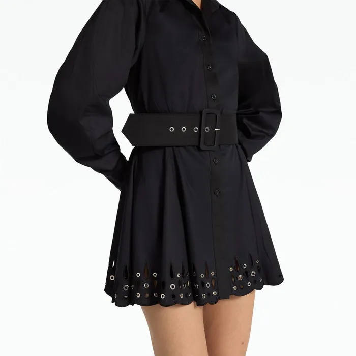 Safiyaa Oksana Black Cotton and Silver Short Dress Women Dresses
