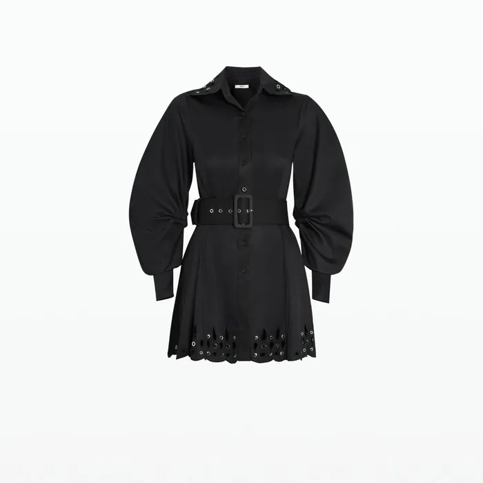 Safiyaa Oksana Black Cotton and Silver Short Dress Women Dresses