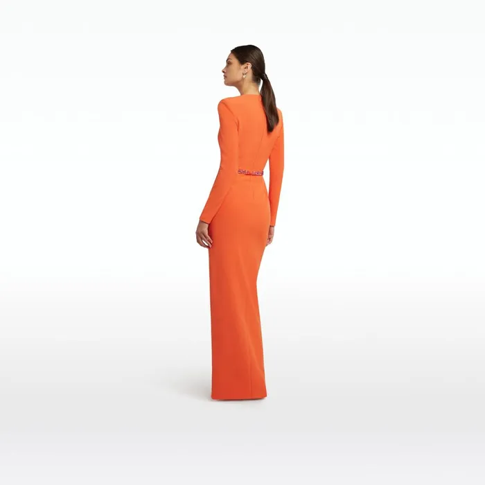 Safiyaa Ottavia Seville Long Dress With Embroidered Belt Women Dresses