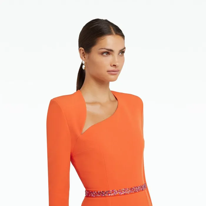 Safiyaa Ottavia Seville Long Dress With Embroidered Belt Women Dresses