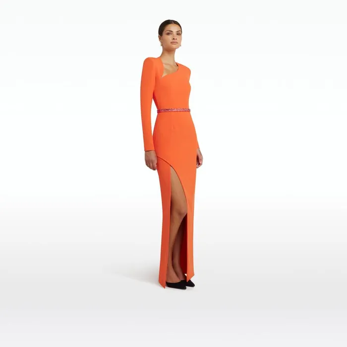 Safiyaa Ottavia Seville Long Dress With Embroidered Belt Women Dresses