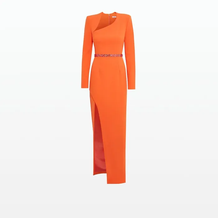 Safiyaa Ottavia Seville Long Dress With Embroidered Belt Women Dresses