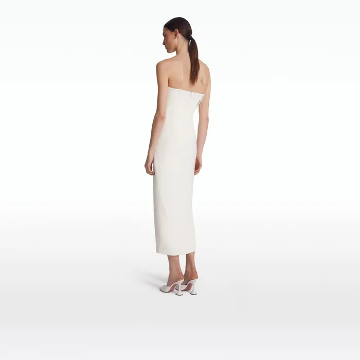 Safiyaa Peggie Ivory Embroidered Midi Dress Women Dresses