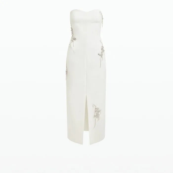 Safiyaa Peggie Ivory Embroidered Midi Dress Women Dresses