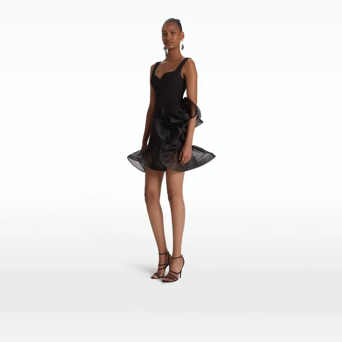 Safiyaa Tenaya Black Short Dress Women Dresses