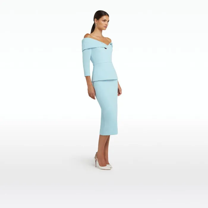 Safiyaa Tinsley Baby Blue Midi Dress Women Dresses