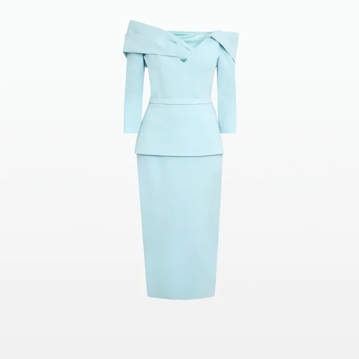 Safiyaa Tinsley Baby Blue Midi Dress Women Dresses
