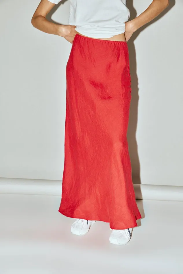 Sets Women VRG GRL Ena Linen Bias Cut Maxi Skirt Chilli Sets Women VRG GRL Ena Linen Bias Cut Maxi Skirt Chilli