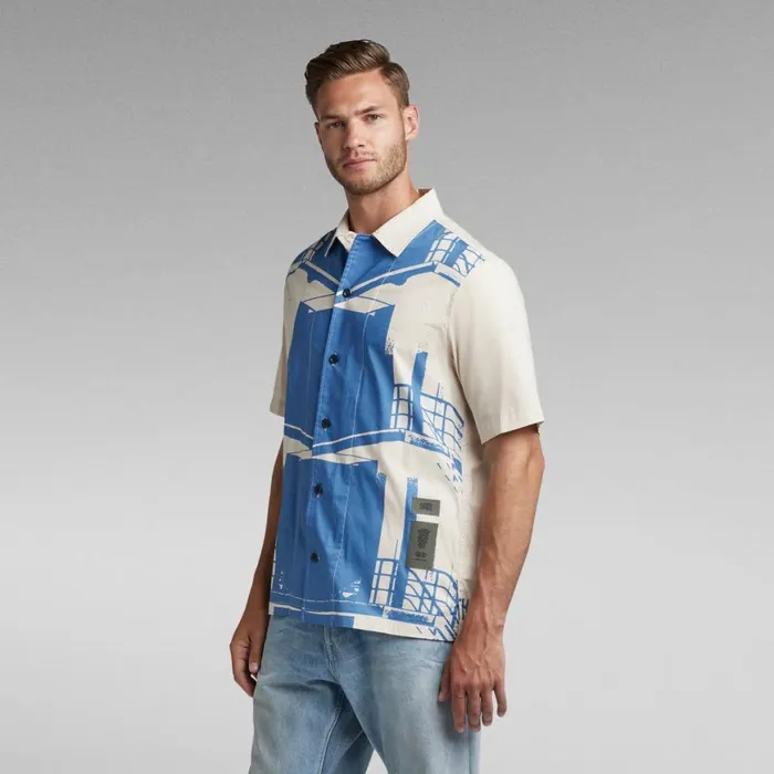 Shirts Men GStar RAW Hawaii Commando TShirt Whitebait