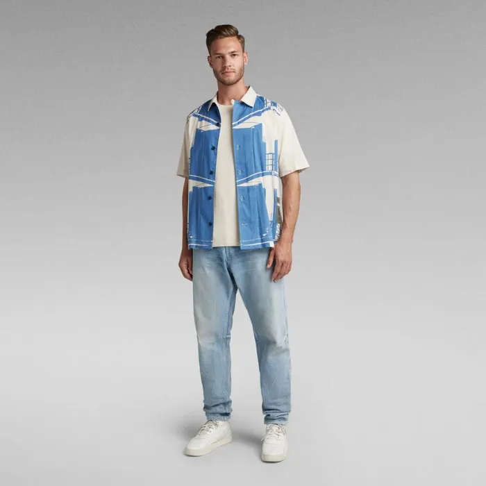Shirts Men GStar RAW Hawaii Commando TShirt Whitebait