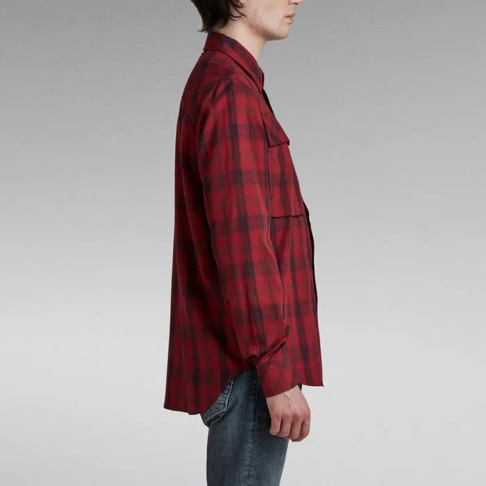Shirts Men GStar RAW Navy Seal Regular Shirt Chateaux Red Carter Check