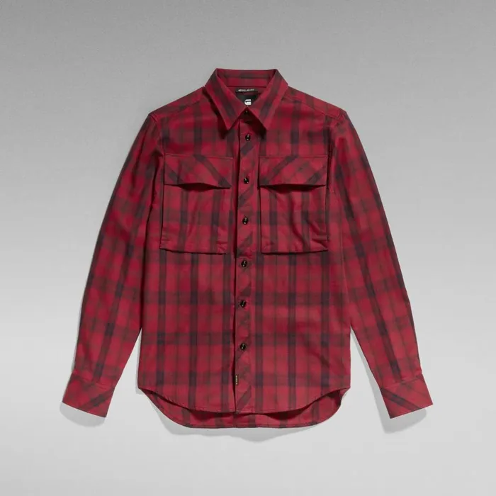 Shirts Men GStar RAW Navy Seal Regular Shirt Chateaux Red Carter Check