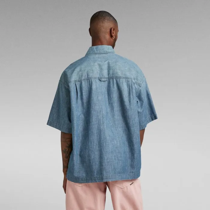 Shirts Men GStar RAW Oversized Boxy Fit Shirt Faded Cricket Blue