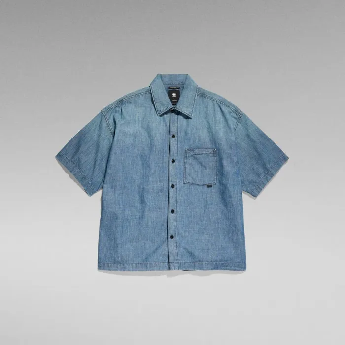 Shirts Men GStar RAW Oversized Boxy Fit Shirt Faded Cricket Blue