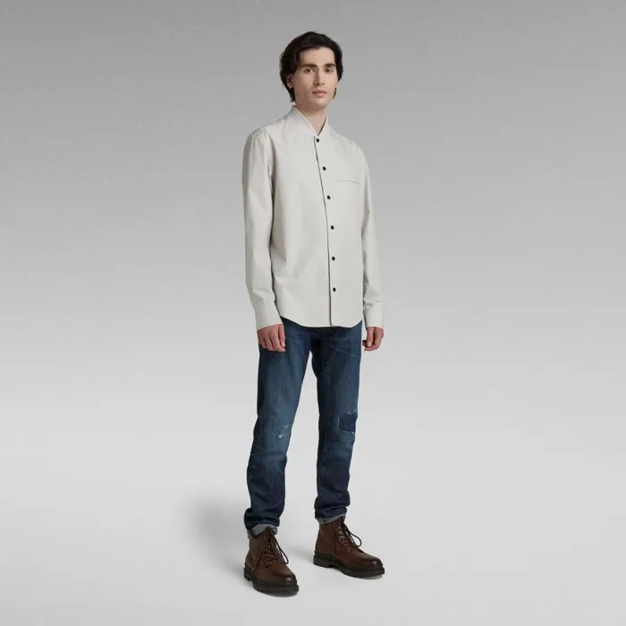 Shirts Men GStar RAW Rib Collar Regular Shirt Cool Grey