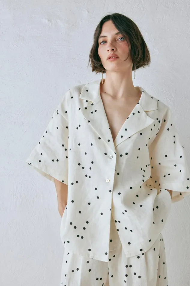 Shirts Women VRG GRL Anke Linen Shirt Dot