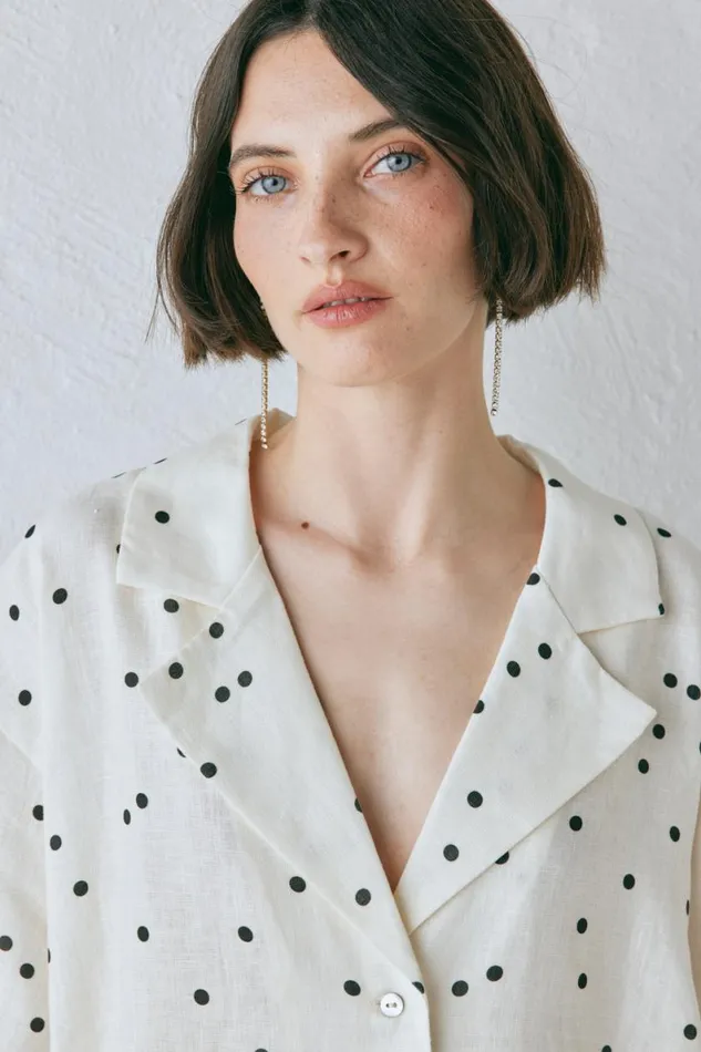 Shirts Women VRG GRL Anke Linen Shirt Dot Shirts Women VRG GRL Anke Linen Shirt Dot