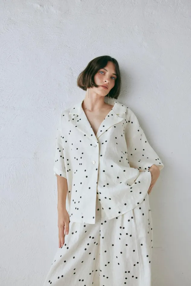 Shirts Women VRG GRL Anke Linen Shirt Dot Shirts Women VRG GRL Anke Linen Shirt Dot