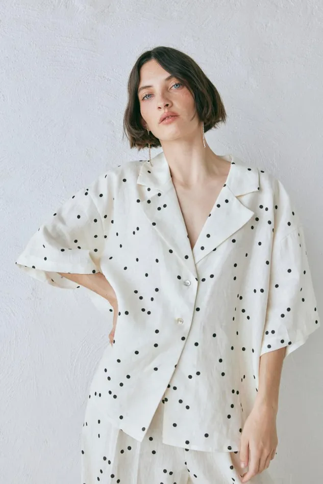 Shirts Women VRG GRL Anke Linen Shirt Dot Shirts Women VRG GRL Anke Linen Shirt Dot