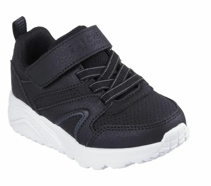 Skechers Uno Lite 8211 Echo Surge Black White Kids Athletic Shoes and Sneakers