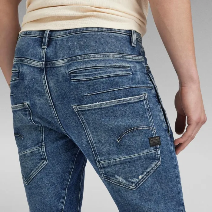 Slim Men GStar RAW DStaq 3D Slim Jeans Antique Faded Orinoco Blue Destroyed