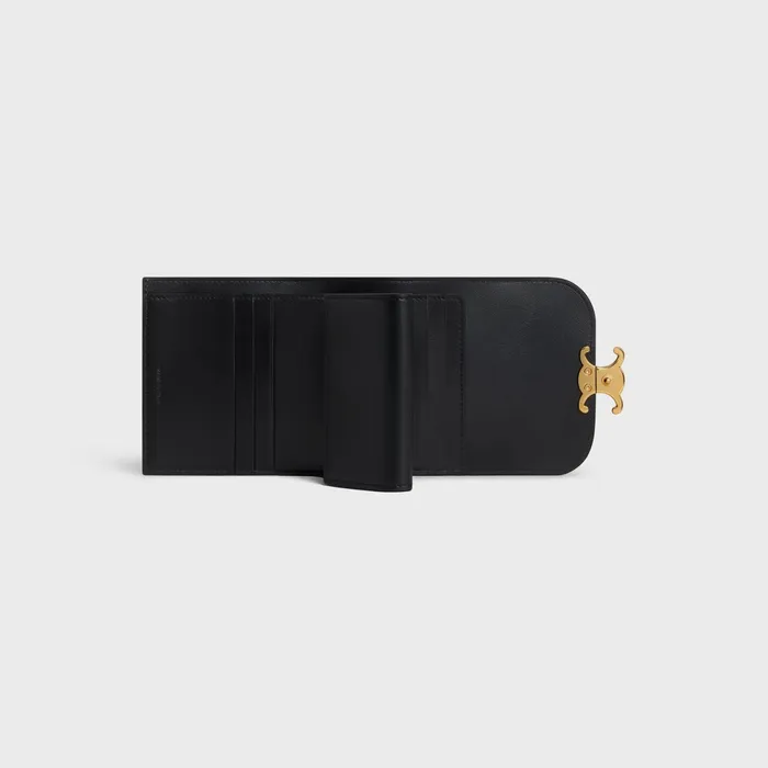 Small Wallet Triomphe In Shiny Calfskin Black Women CELINE WALLETS Small Wallet Triomphe In Shiny Calfskin Black Women CELINE WALLETS