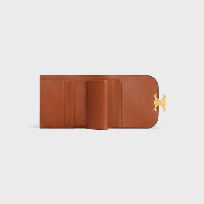 Small Wallet Triomphe In Textile And Calfskin Natural Tan Women CELINE WALLETS Small Wallet Triomphe In Textile And Calfskin Natural Tan Women CELINE WALLETS