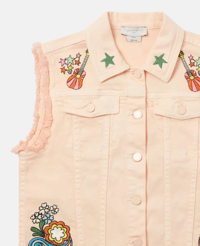 Stella McCartney 039Love To Dream039 Embroidered Gilet Pink Kids Outerwear