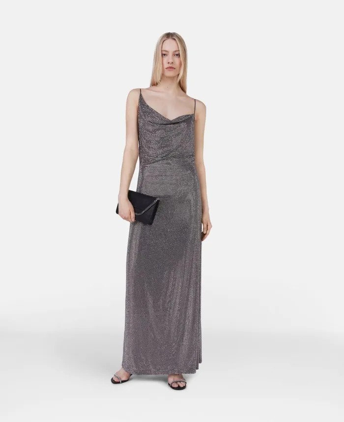 Stella McCartney Crystal Embellished Asymmetric Cowl Neck Dress Smoke Women Dresses Stella McCartney Crystal Embellished Asymmetric Cowl Neck Dress Smoke Women Dresses