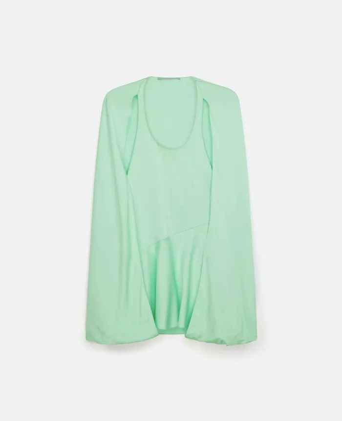 Stella McCartney Crystal Strass Cape Mini Dress Fluoro Mint Women Dresses