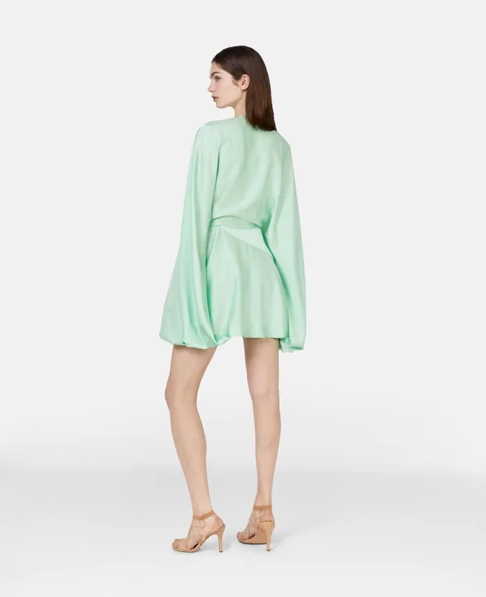 Stella McCartney Crystal Strass Cape Mini Dress Fluoro Mint Women Dresses