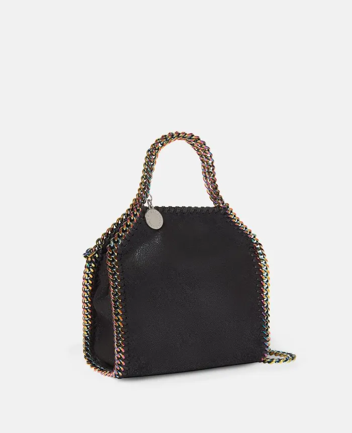 Stella McCartney Falabella Holographic Chain Tiny Tote Bag Black Women TopHandle Bags Stella McCartney Falabella Holographic Chain Tiny Tote Bag Black Women TopHandle Bags
