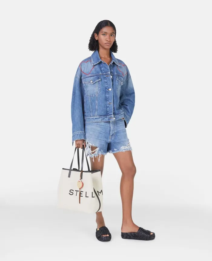 Stella McCartney Heart Embroidery Denim Jacket Blue Women Denim