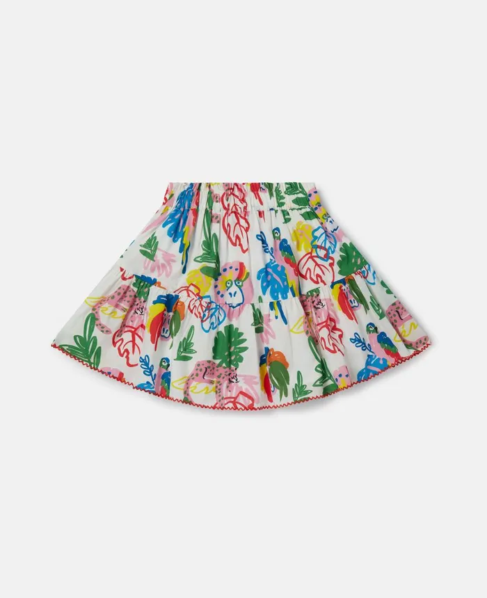 Stella McCartney Jungle Print Flared Skirt Ivory Multicolour Kids Pants and Shorts