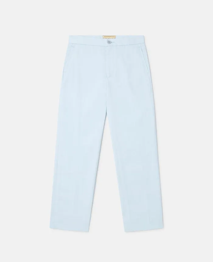 Stella McCartney Logo Lining Tailored Trousers Light Blue Kids Pants and Shorts