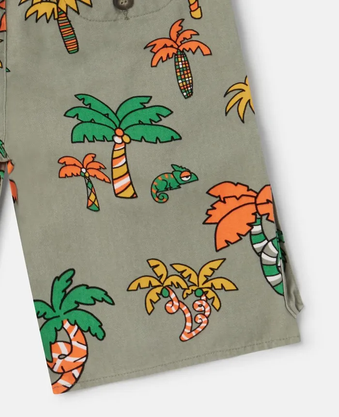Stella McCartney Palm Tree And Gecko Print Cargo Shorts Grey Multicolour Kids Pants and Shorts Stella McCartney Palm Tree And Gecko Print Cargo Shorts Grey Multicolour Kids Pants and Shorts