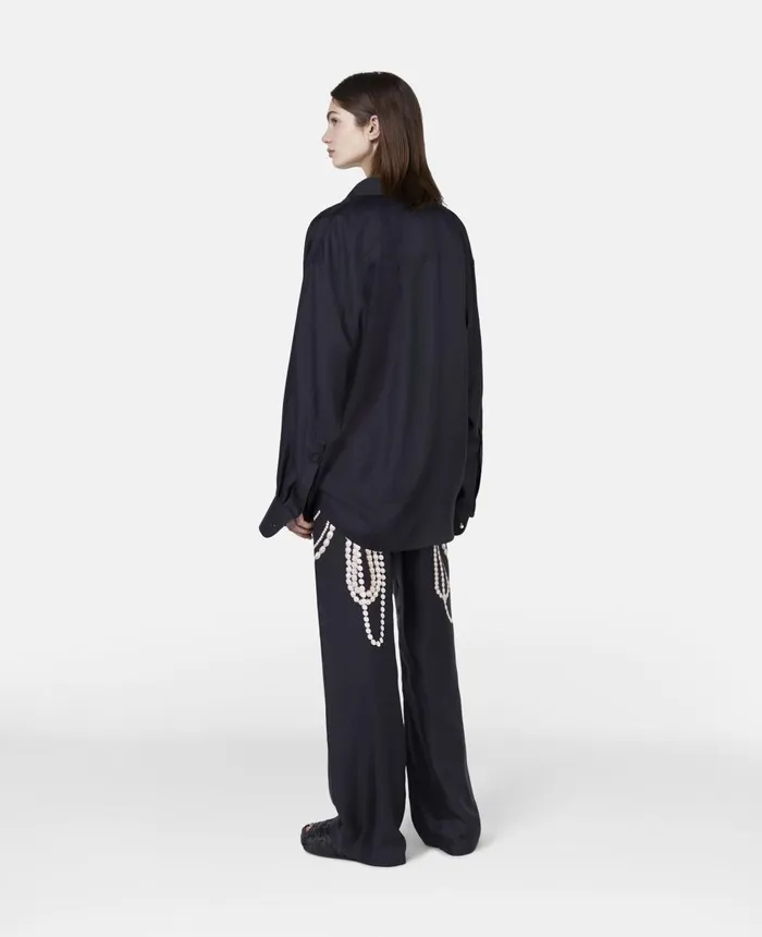Stella McCartney Pearl Trompe Loeil Print Silk Shirt Black Women Shirts And Tops Stella McCartney Pearl Trompe Loeil Print Silk Shirt Black Women Shirts And Tops