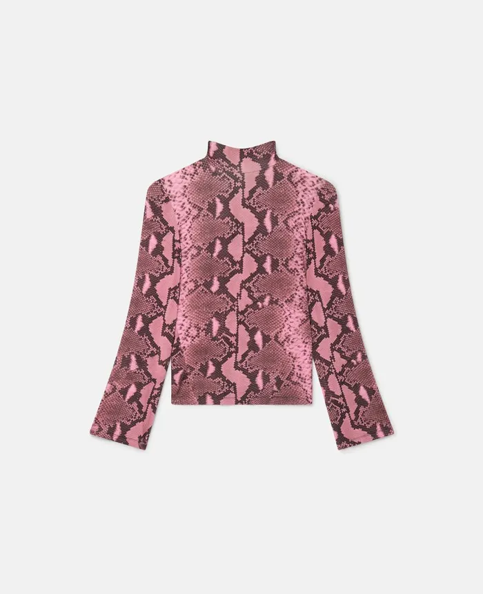 Stella McCartney Python Print Flared Sleeve Top Camellia Women Shirts And Tops