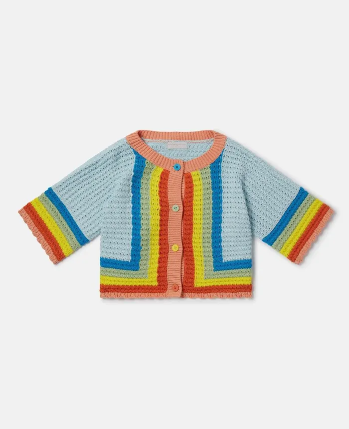 Stella McCartney Rainbow Patchwork Cardigan Multicolour Kids Sweaters and Cardigans