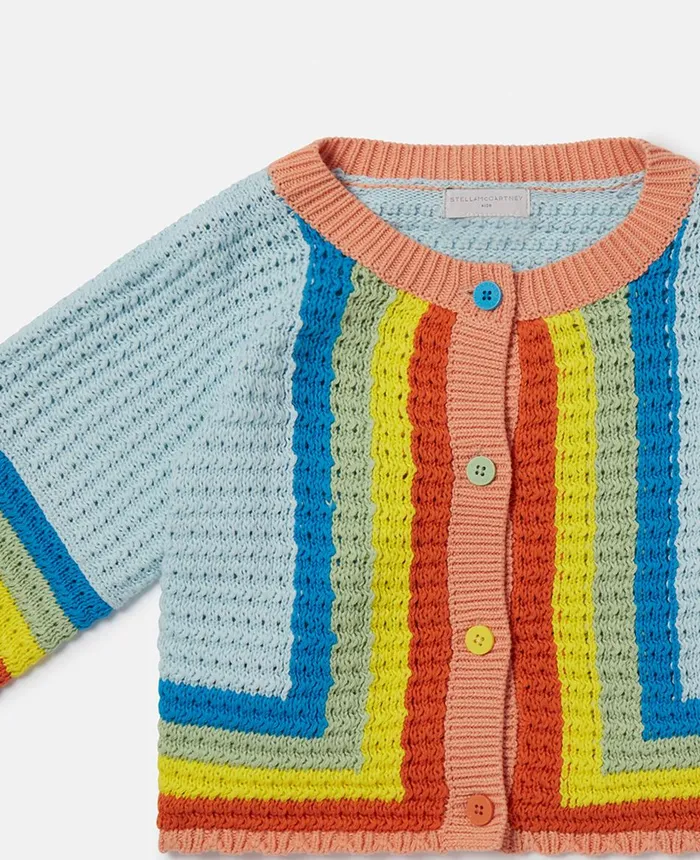 Stella McCartney Rainbow Patchwork Cardigan Multicolour Kids Sweaters and Cardigans