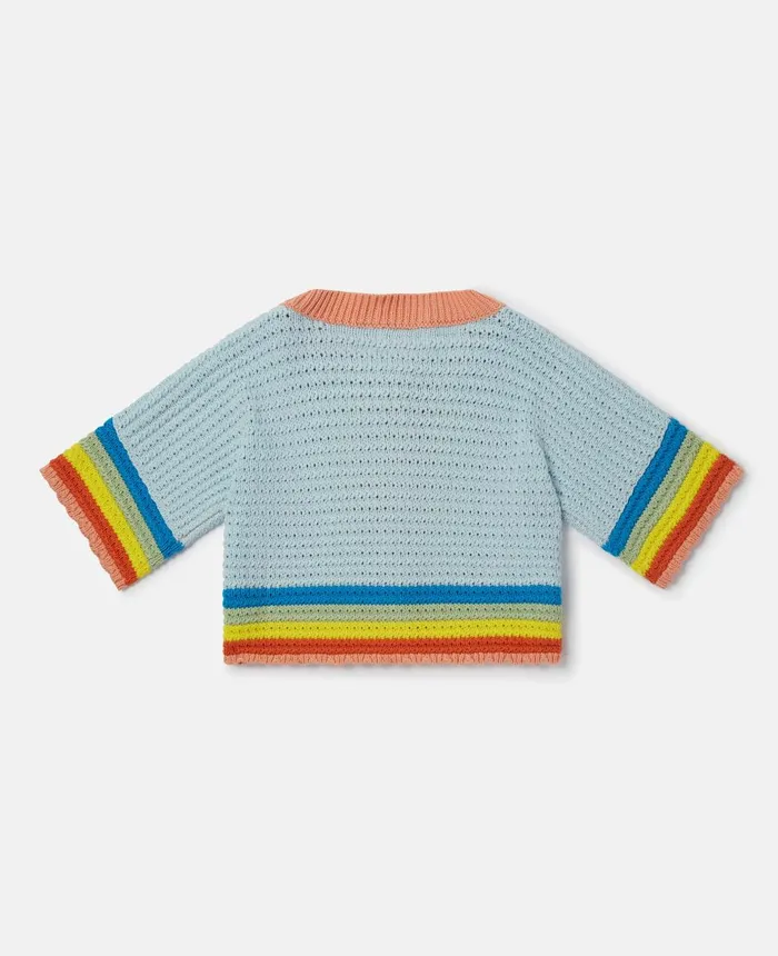Stella McCartney Rainbow Patchwork Cardigan Multicolour Kids Sweaters and Cardigans