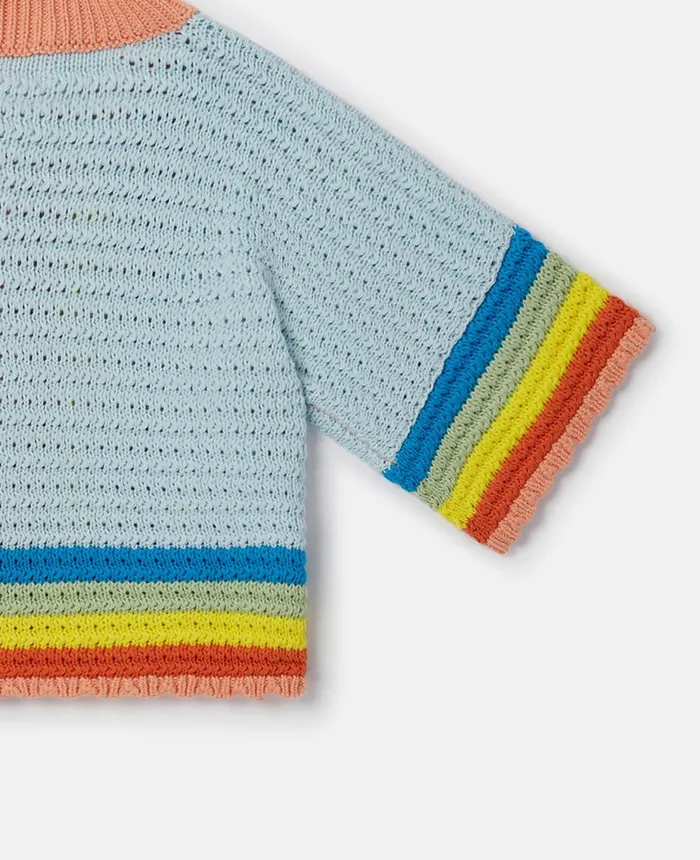 Stella McCartney Rainbow Patchwork Cardigan Multicolour Kids Sweaters and Cardigans