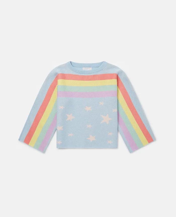 Stella McCartney Rainbow Star Print Jumper Light Blue Kids Sweaters and Cardigans