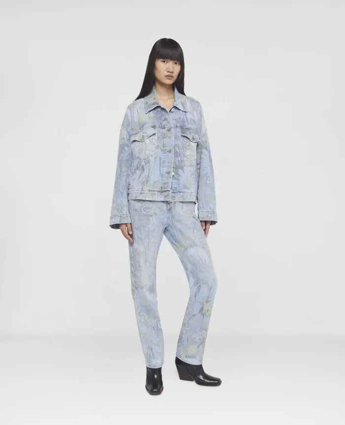 Stella McCartney Rewild Flora Print Oversized Denim Jacket Printed Blue Women Denim