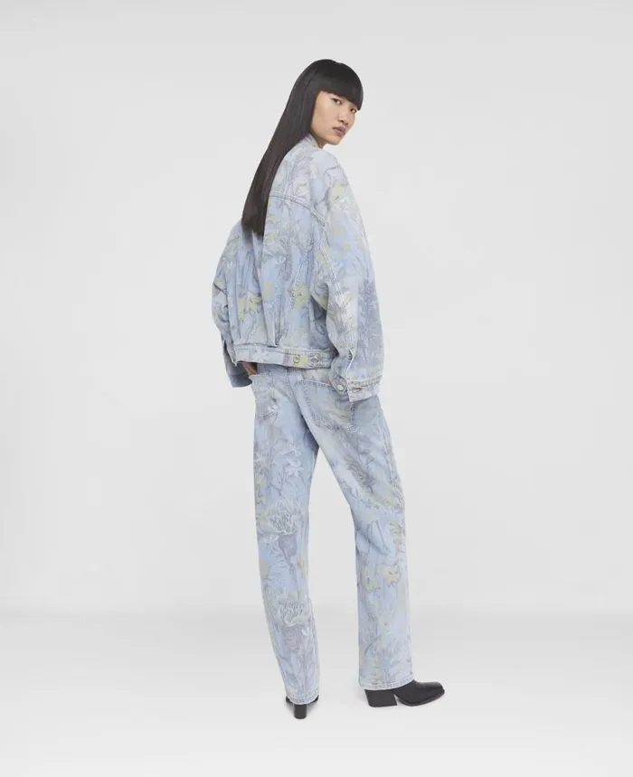 Stella McCartney Rewild Flora Print Oversized Denim Jacket Printed Blue Women Denim