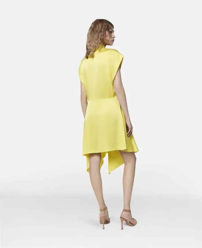 Stella McCartney Silk Asymmetric Shirt Dress Lemon Women Dresses