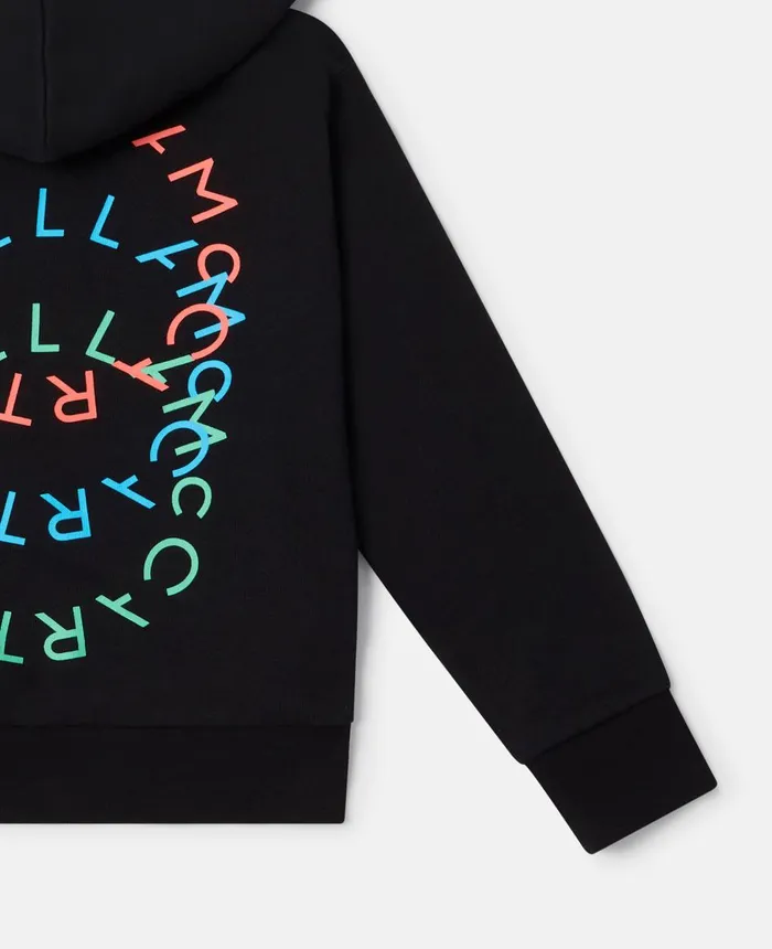 Stella McCartney SMC Logo Zip Hoodie Black Kids Sweaters and Cardigans