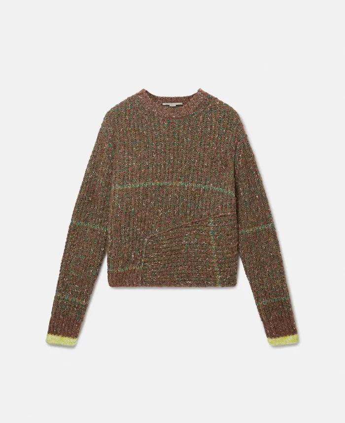 Stella McCartney Tweed Knit Jumper Brown Women Knitwear
