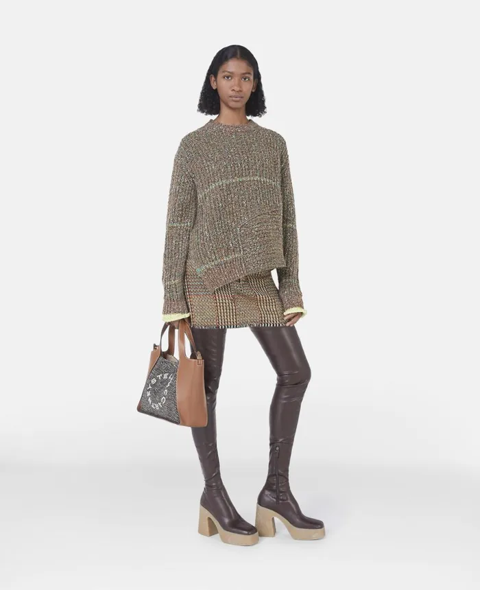Stella McCartney Tweed Knit Jumper Brown Women Knitwear