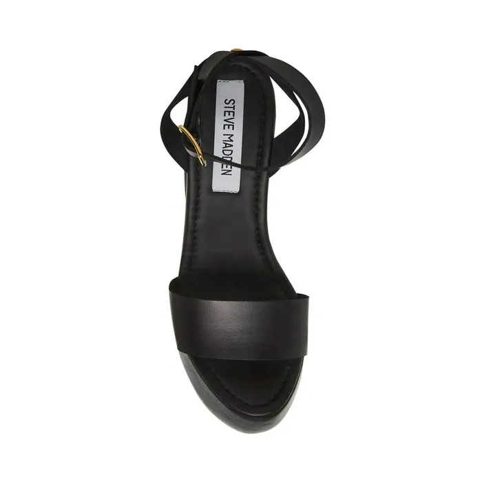 Steve Madden Alessia Black Leather Womens Heels